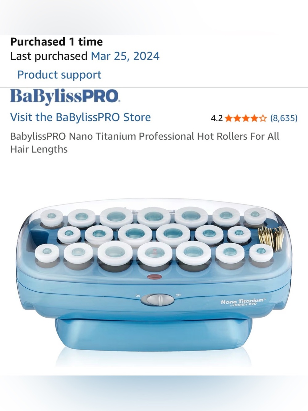 BaByliss Pro Nano Titanium Hot Rollers and extra clips